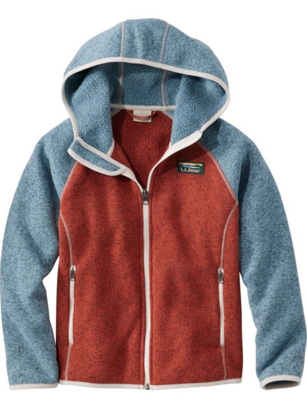 Kids' L.L.Bean Fleece Colorblock Hooded Jacket - Large